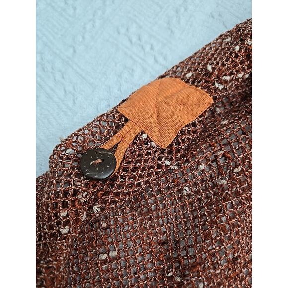 Kaktus Crochet Net Mesh Asymmetrical Rust Color Vest Top Size L Hippie Fairy - Picture 6 of 8